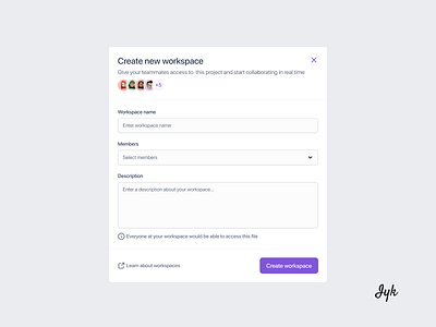 Workspace Modal design form modal ui ui components