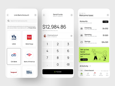 Finance Mobile App account app bank app budget clean figma finance fintech interaction ios mobile modern personal banking product design quickbooks ui ux wallet