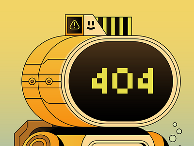 404 Not Found 404 branding character design digital error ethereum icon illustration indonesia mascot mecha minimal nft page robot ui ux vector yellow