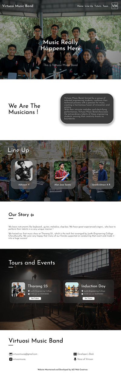 Virtuosi Music Band - Website UI figma music ui webdesign website