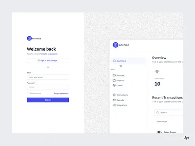 envoice Sign in Screen ✨ dashboard sign in login design sign in ui