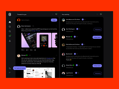 Threads deck concept app interface design layout platform social media threads twitter ui design user experience ux design uxui web app web design