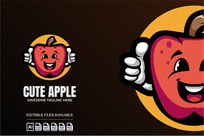 Cute Apple Mascot Logo 3d apple branding colorful design graphic design illustration logo