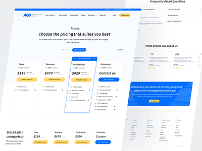 AG5 - Pricing Page Website Design Challenge branding cas clean design enterprise homepage management mockup package payment plan pricing productivity review saas services skills ui ux website