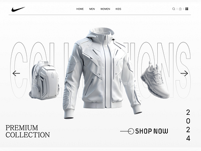 Nike Futuristic Shopping Page app bag branding cloth design icon illustration logo nike puma shoe typography ui ui design ux