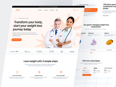 Zappy - Healthcare Homepage Website Design Challenge branding clean clinic consultation desease design doctor health health care homepage medical mockup modern patient pills supplement tablet telemedicine ui ux