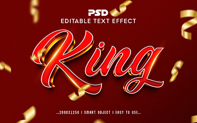 King'' Editable PSD Text Effect Style effect golden headline king luxury text effect king text king text effect ribbon style text effect typo