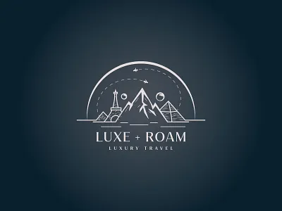 Travel Line art Logo black white logo botanical logo branding company eiffel tower line art eiffel tower logo hand drawn logo illustration line art line draw logo logo logodesign luxury logo minimal logo pyramid line art travel app travel graphic design travel logo ui vector