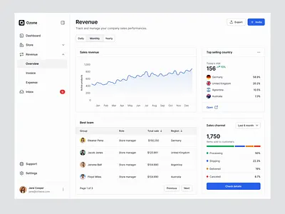 Store revenue overview dashboard management tool sales revenue ui