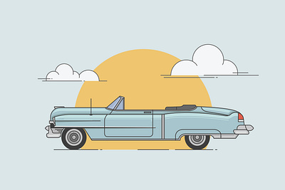 Classic Cars Cadillac Series 62 Illustration cadillac car classic design illustration line side view simple vector vintage