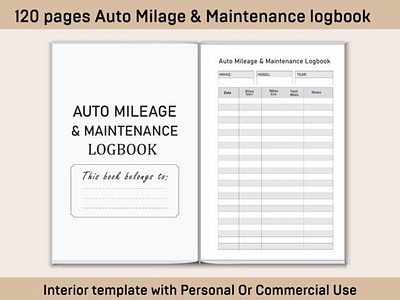 Auto Mileage & Maintenance Logbook V-05 box box die cut branding design dieline illustration packaging packaging design vector