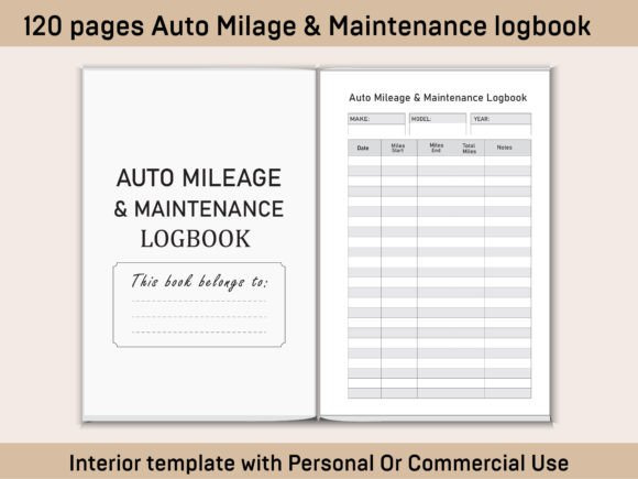 Auto Mileage & Maintenance Logbook V-05