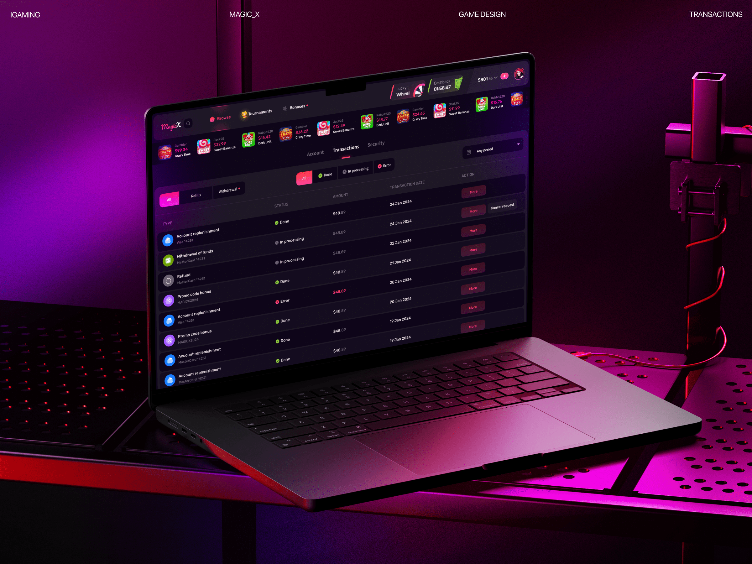 MagicX: User Profile Refills & Withdrawal