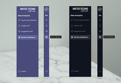 Side Menu with Minimized Option dark theme design figma interactive minimize side menu ui ux