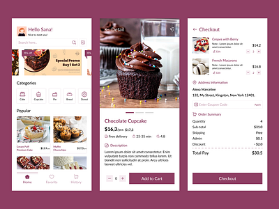 Daily UI Challenge Day 23 - A Mobile Bakery Shop app bakery bakery shop cake cake shop daily ui challenge design dessert shop e commerce followers following hot shop suggestion ui ui ux design uidesign uiux ux viral