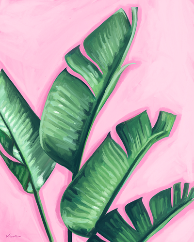 Leaves banana brush canvas green illustration ipadpro leaf leaves painting palm pink plant procreate procreateapp strokes tropical