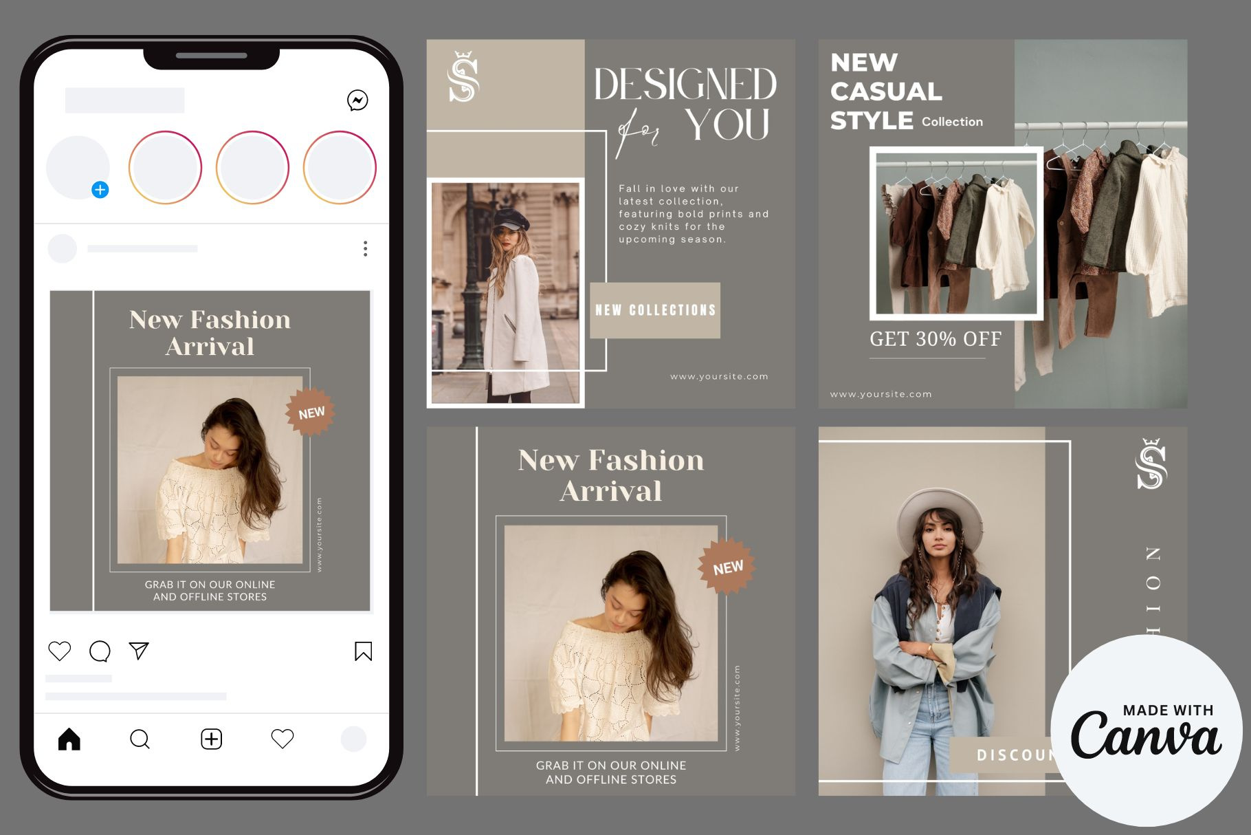 Fashion Instagram Feed Templates canva canva template fashion fashion instagram instagram instagram feed instagram post instagram template marketing social media social media post woman