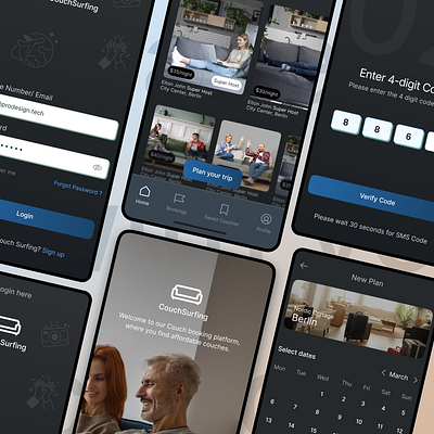 Couch Surfing Mobile App UI Design app design booking couch booking couch surfing mobile app design travel travel app ui ux design ux designer