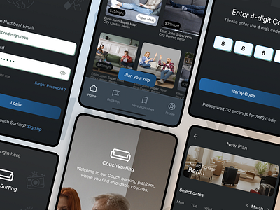 Couch Surfing Mobile App UI Design app design booking couch booking couch surfing mobile app design travel travel app ui ux design ux designer