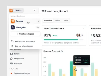 Sidebar Navigation ✨ account change account clean crm crm dashboard dashboard design dropdown left navigation minimalist navbar navigation navigation bar navigation menu product design saas side navigation sidebar ui ux