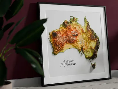 Australia 3D Relief Map 3d 3dmap australia blender cartography generator geology illustration map relief terrain topography