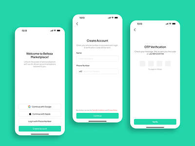 Skincare Marketplace with Beauty Consultation App - Sign Up app beauty face green log in marketplace mobile product scan sign in sign up ui uiux ux