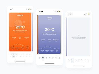 Cuaca - Weather App android celcius design iphone mobileapp rain simpleui summer sunny ui uidesign uimobile uiux uiuxdesign uiuxdesigner uiuxmobile weather weatherapp webdesign