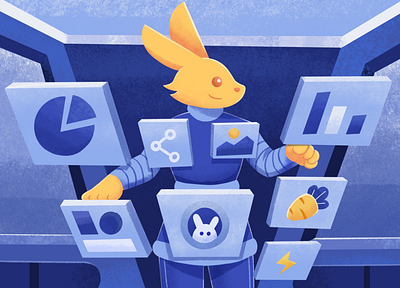 🎉Celebrating #1 FASTEST CDN🏆 blog bunny bunny cdn bunny.net cdn character charts cute design global icon illustration illustration character mascot personaldata procreate rabbit texture website website blog