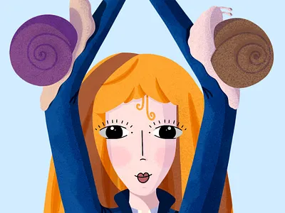 Snails children illustration illustration magazine illustration snail woman yoga yoga