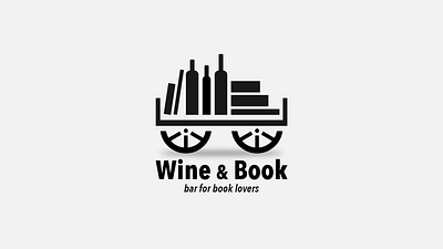 wine & book bar alcohol bar black book logo logo design minimal minimalist logo white wine