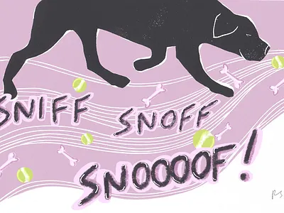 Follow Your Nose childrensbook design illustration labrador linoprint sniff