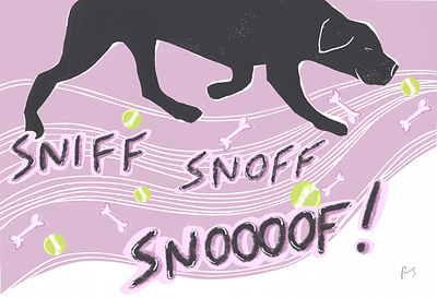 Follow Your Nose childrensbook design illustration labrador linoprint sniff