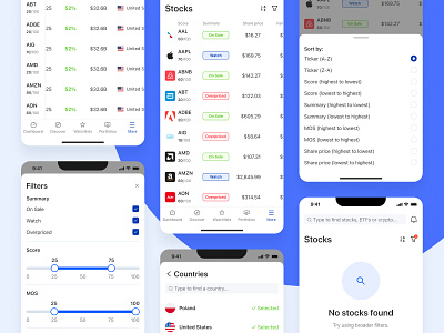 Tykr Mobile Stocks Page filters ios mobile mobiledesign productdesign stocks ui