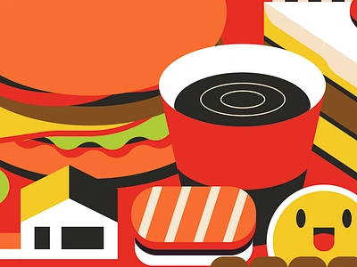 Food City application branding cake city coffee design digital editorial food hamburger house icon illustration indonesia minimal poster smile sushi ui vector