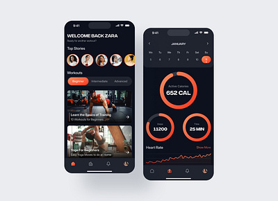 Fitness Tracker Application concept darkmode design fitness fitness app gym mobile design ui uidesign uidesigner uiux userinterface yoga