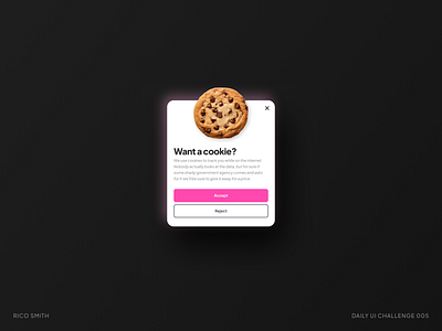 Daily Challenge 005 - Cookie component daily ui challenge dailyui design ui ui challenge ui design ux design uxui