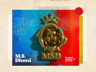 Captain Cool Thala MS Dhoni.. Fan made poster 3d art blackonewhitegk design dhoni firebeez firebeezstudios illustration illustrator inflate3d msd thaladhoni