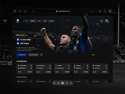 Football Platform - Apple Vision Pro app apple ar clean dashboard design football glassmorph ios live match pro spatial sports stream ui ux virtual reality vision vr