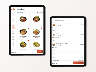 Restaurant Menu Order App - Tablet design ui ui design uiux ux ux design