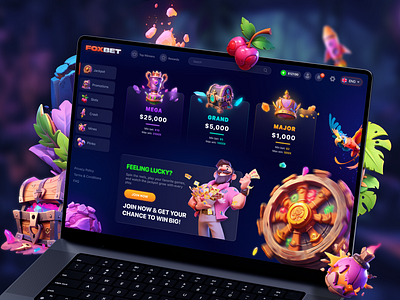 iGaming Jackpot Page: FoxBet 3d art casino gaming graphic design igaming jackpot online casino ui design uiux