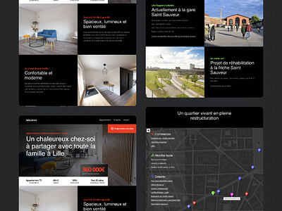 Appartment landing page appartment colors darkmode design graphic design illustration interractive element landing page map marketing real estate responsive design ux webdesign