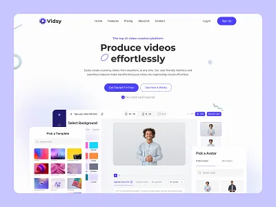 Vidsy- Ai Video Generator Website UI Design ai ai tools ai video ai video creator ai video generator ai video tool ai website arham techpro artificial intelligence best ai tool best landing page design landing page ui open ai saas saas landing page top ux ui designer ui ux designer video editing video editor video generator