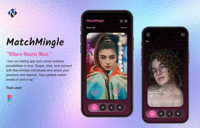 Match Mingle App Designed By Nevina Infotech chat datingapp design match mingle app mobile app nevinainfotech singles ui ux valentinesday