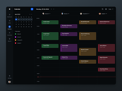 Darkmode calendar schedule for small businesses calendar darkmode management saas schedule small business ui