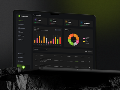 eCommerce Analytics Dashboard - Dark Mode admin analytics business chart dark dashboard design ecommerce figma illustration kanban logo minimal product sales statistics theme trending ui vendors