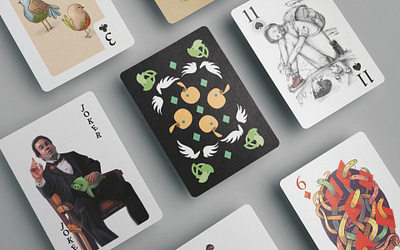 Deck of cards with creative illustrations illustration