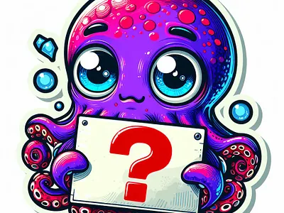 Expressive Cute Octopus Pop Art Sticker with Question Mark Sign artistic octopus design bold red question mark collectible pop art sticker colorful sticker design creative octopus artwork curious octopus illustration cute octopus emote emotive animal sticker expressive eyes sticker eye catching octopus sticker friendly octopus decal high quality octopus art octopus pop art decor octopus with sign pop art octopus pop art style sticker purple octopus sticker purple sea creature art question mark sign sticker unique octopus sticker