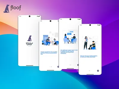 Floof , Pet shelter onboarding screens app ui design logo ui uiux design