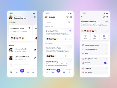 Jadwal - Communication App app call chat clean communication dashboard design family flat friend group icons illustration minimal social ui ux video