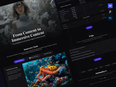 Immersity AI ai branding figma immersity no code ui ux webflow website